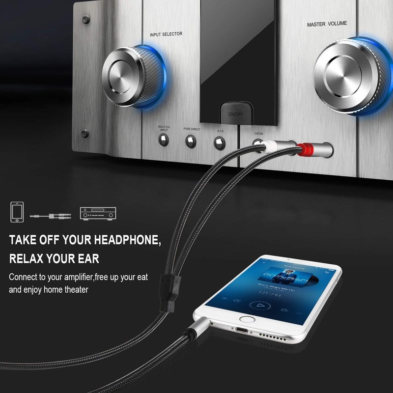 DIGITNOW 3.5mm 1/8" TRS to Dual 6.35mm 1/4" TS Mono Stereo Y-Cable Splitter Cord for Smartphone, Computer, CD Player, Speakers and Home Systems Amplifier, 3.3Ft - Image 5